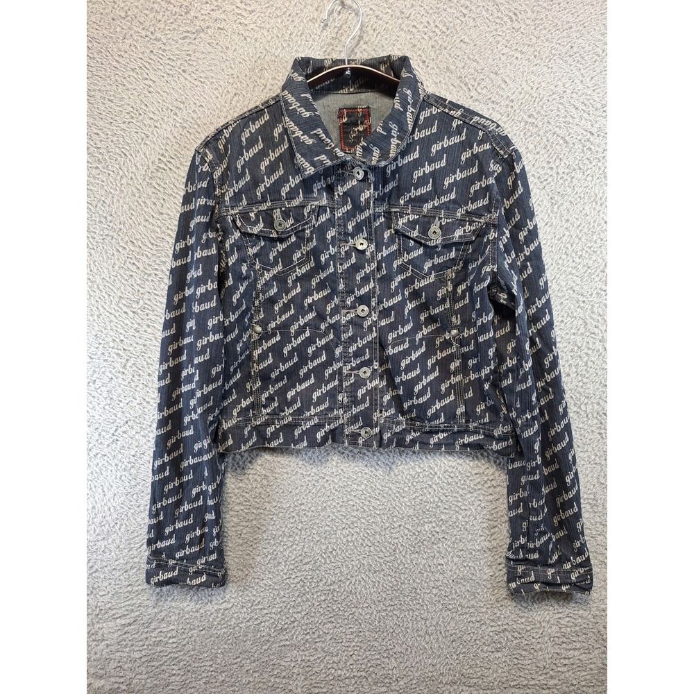 Marithe Francois Girbaud Denim Jacket Womens L Blue Script Logo Cropped Vintage